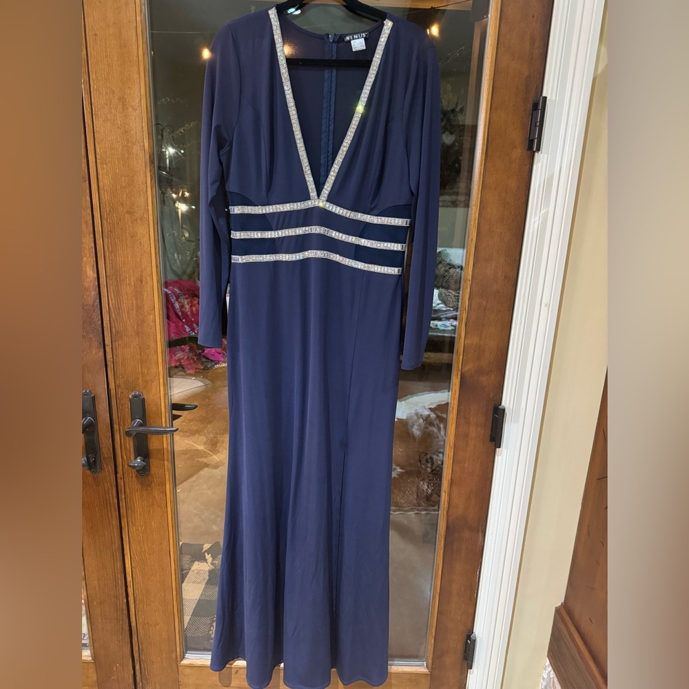 Venus long navy dress